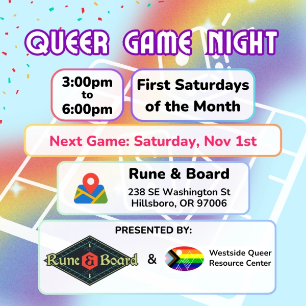 Queer Game Night flyer: full details in event description.