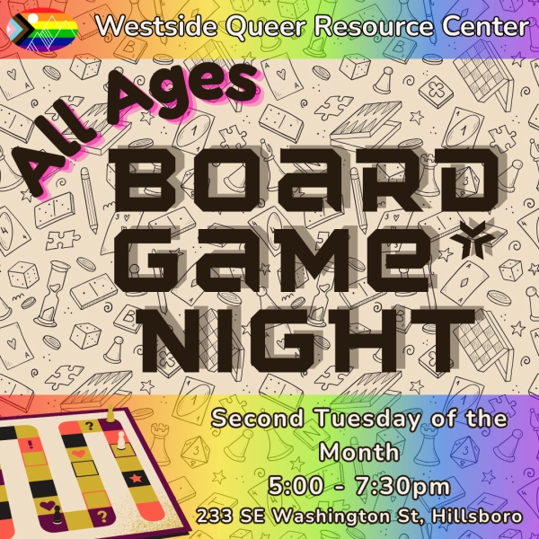 All Ages Board Game Night flyer: full details in event description.