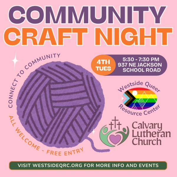 Community Craft Night flyer: full details in event description.